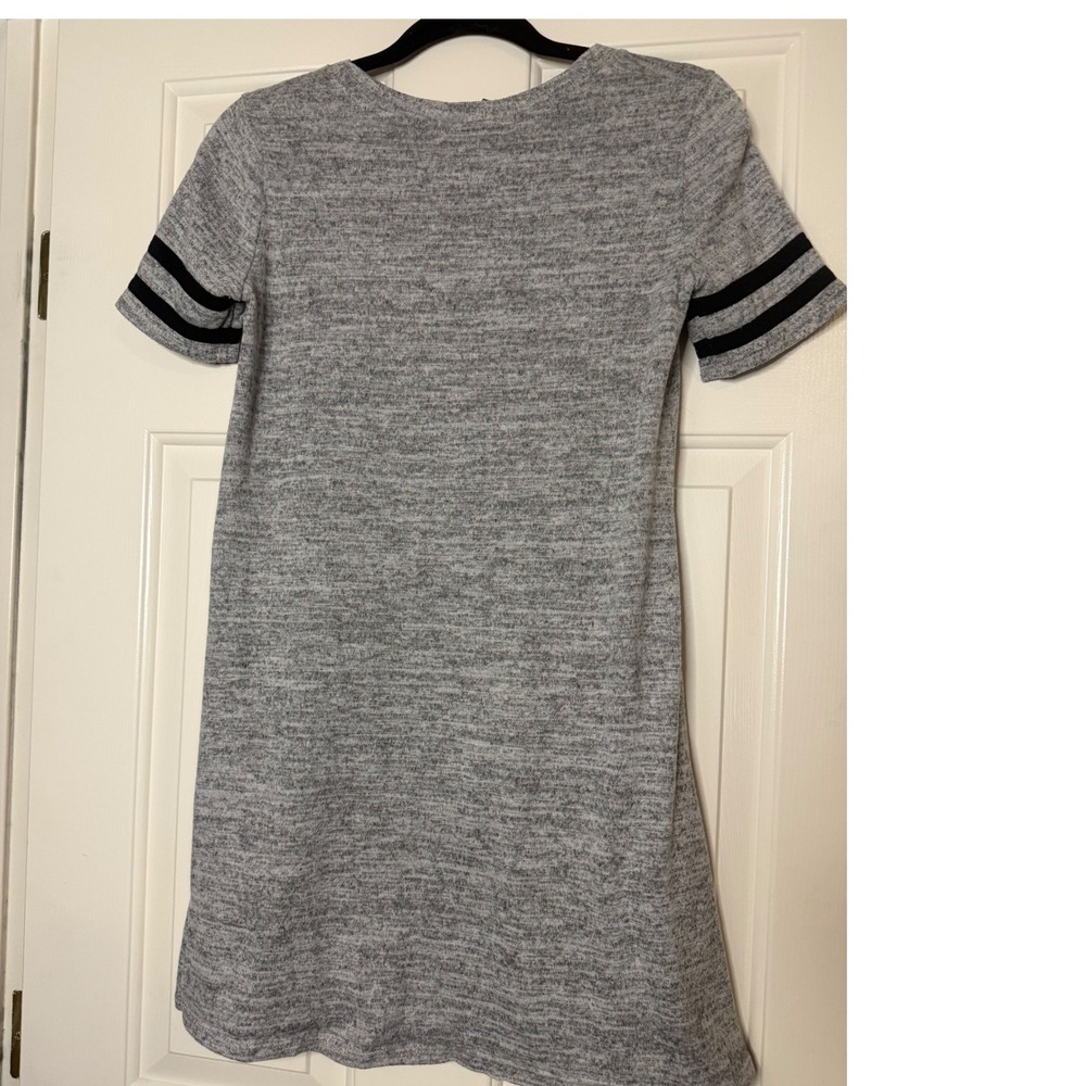 Bobeau Womens XS Grey Marl Varsity Stripe Sleeve T-Shirt Shift Dress Made in USA